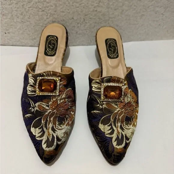 Salpy mules velvet jeweled accent clogs size 7 - Picture 2 of 8